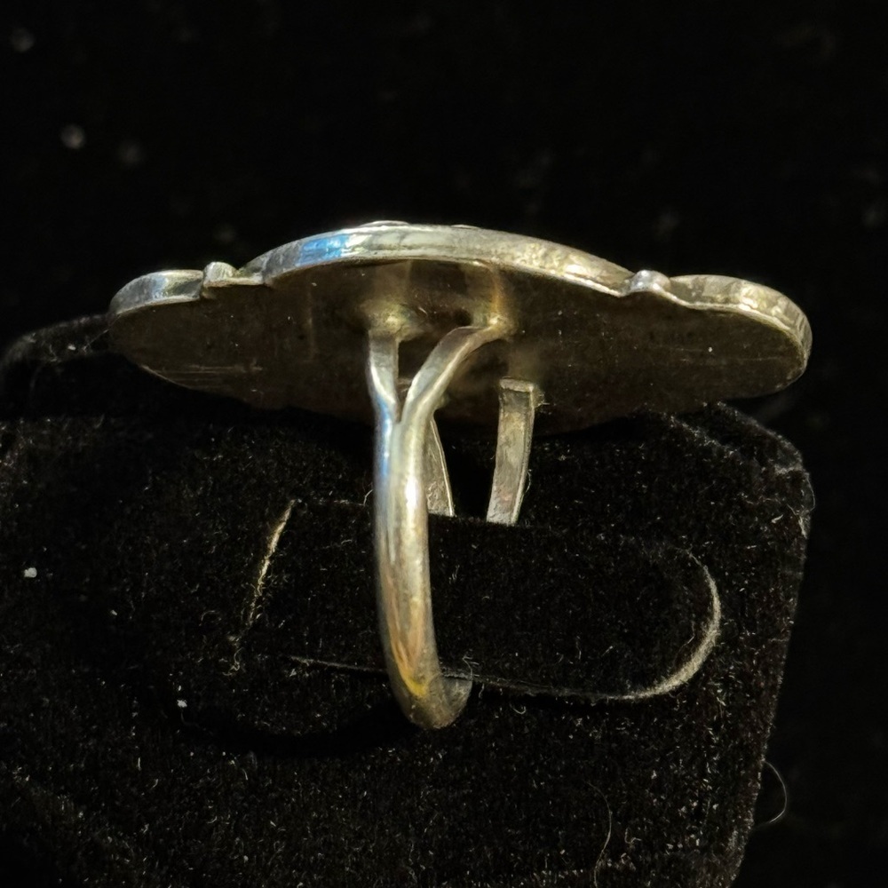 Vintage Native American Turquoise Sterling Silver Ring Size 6.75 - Picture 4 of 4
